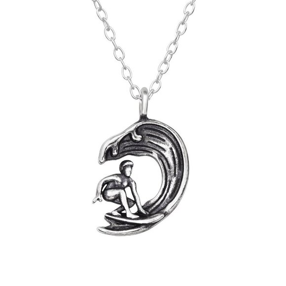 Sterling Silver Surfer Necklace - Picture 1 of 9